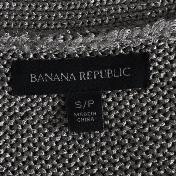 Banana Republic Metallic Chunky Knit Long Cardigan Sweater Champagne Size Small - Picture 12 of 15